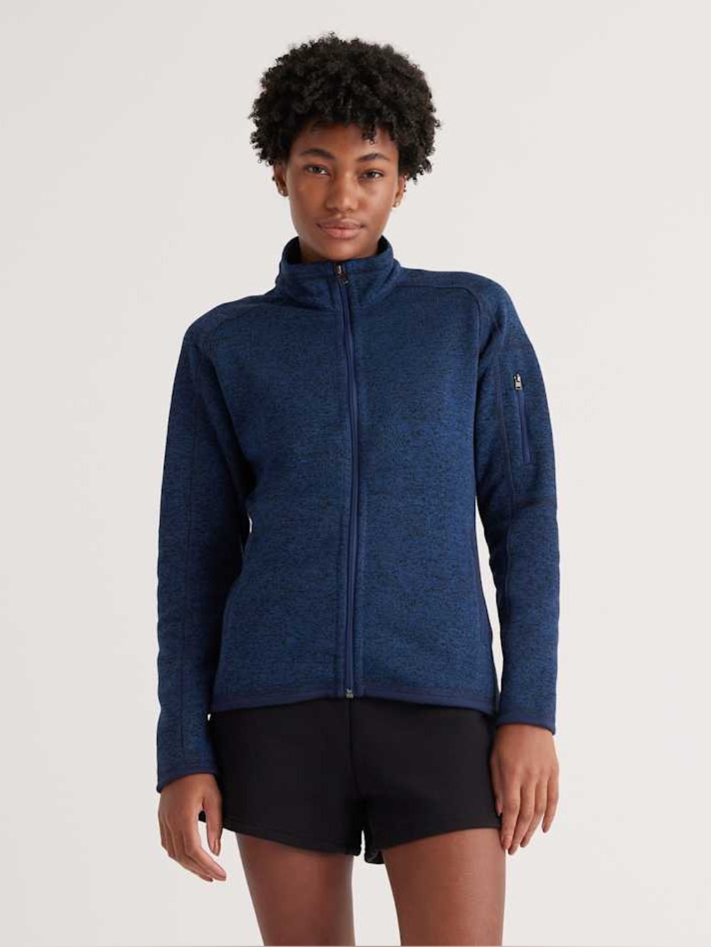 Quince Sweater-Knit Fleece Full-Zip Jacket Navy
